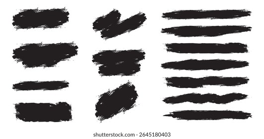 Brush strokes. Vector paintbrush set, brush strokes templates. Paintbrush collection. Grunge design elements. Vector textures isolated on white backgrounds.