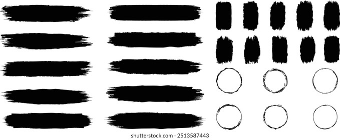 Brush strokes vector. Paintbrush stroke collection. Grunge design elements. Brush texture banners. Dirty texture banners. Painted rectangles and long strokes