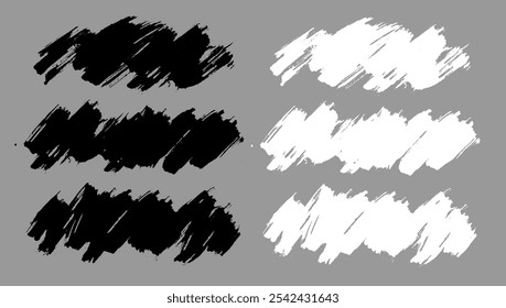 Brush strokes vector. Painted diagonal rectangle backgrounds collection. Long and wide grunge banners. Diagonal strokes. Grain texture design elements. Black and white brush options