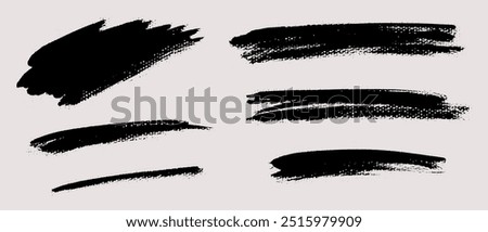 Brush strokes vector. Painted diagonal and long shapes collection. Grunge text boxes or textured lines set.

The images are created without the use of any artificial intelligence software at any stage