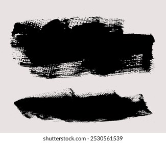 Brush strokes vector. Painted line and rectangle banners collection. Long and wide grunge backgrounds. Grain texture design elements