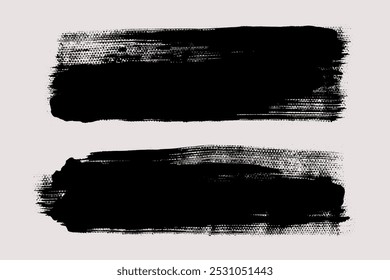 Brush strokes vector. Painted line and rectangle banners collection. Long and wide grunge backgrounds. Grain texture design elements