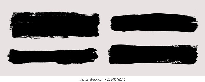 Brush strokes vector. Painted line and rectangle banners collection. Long and wide grunge backgrounds. Grain texture design elements