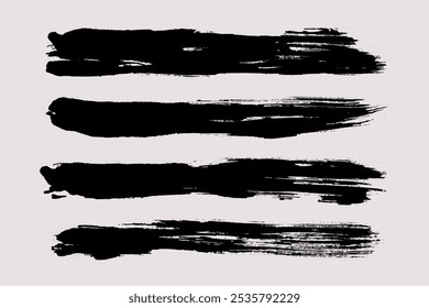 Brush strokes vector. Painted line and rectangle banners collection. Long and wide grunge backgrounds. Grain texture design elements
