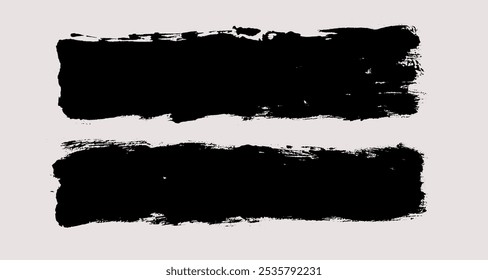 Brush strokes vector. Painted line and rectangle banners collection. Long and wide grunge backgrounds. Grain texture design elements