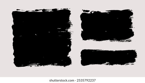 Brush strokes vector. Painted line and rectangle banners collection. Long and wide grunge backgrounds. Grain texture design elements