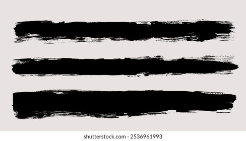 Brush strokes vector. Painted line and rectangle banners collection. Long and wide grunge backgrounds. Grain texture design elements