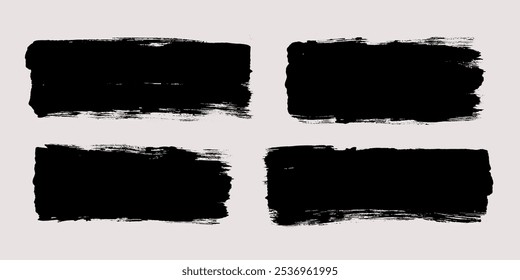 Brush strokes vector. Painted line and rectangle banners collection. Long and wide grunge backgrounds. Grain texture design elements