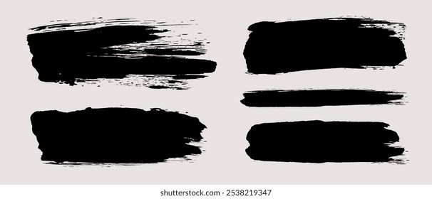 Brush strokes vector. Painted line and rectangle banners collection. Long and wide grunge backgrounds. Grain texture design elements