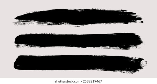 Brush strokes vector. Painted line and rectangle banners collection. Long and wide grunge backgrounds. Grain texture design elements