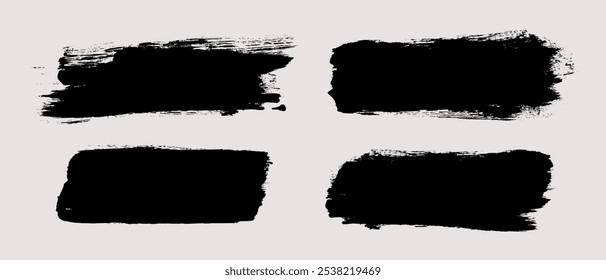 Brush strokes vector. Painted line and rectangle banners collection. Long and wide grunge backgrounds. Grain texture design elements