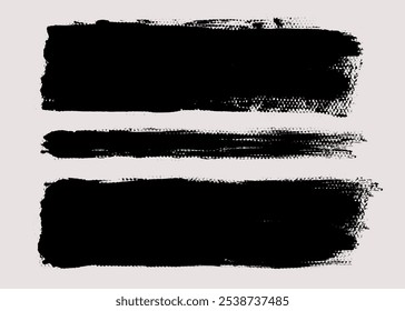 Pinceladas Vector. Línea pintada y colección de Anuncios rectangulares. Fondos grunge largos y anchos. Elementos de diseño de textura de grano