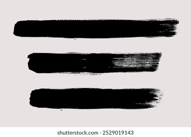 Brush strokes vector. Painted lines collection. Long grunge backgrounds. Grain texture design elements