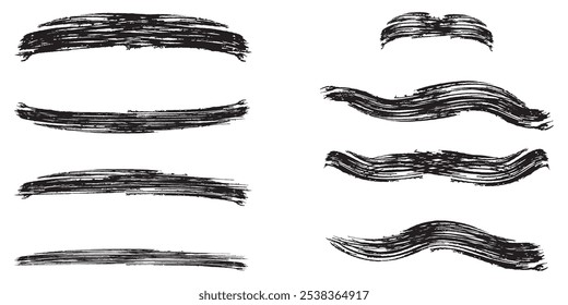 Brush strokes vector. Painted rectangles collection. Grunge long text boxes or textured backgrounds set design eps 10