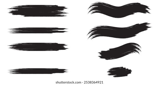 Brush strokes vector. Painted rectangles collection. Grunge long text boxes or textured backgrounds set design eps 10