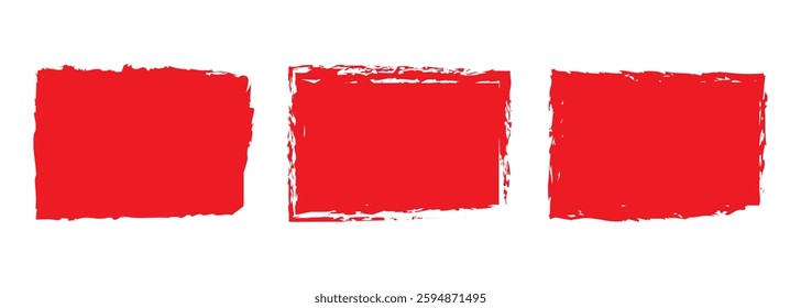Brush strokes vector. Painted rectangles collection. Grunge long text boxes or textured backgrounds set. Red Marker hand-drawn line border set and scribble design elements. Hand drawn scribble.