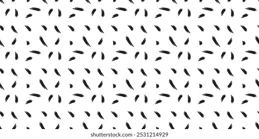 Brush strokes vector seamless pattern. Seamless pattern with dark hand drawn scribble smear on white background. Black paint freehand scribbles, messy dry brush stroke texture. Vector illustration