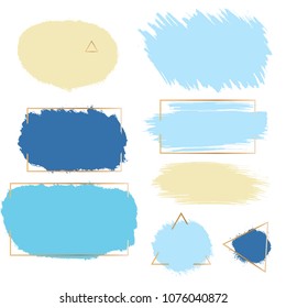 brush strokes vector set backgrounds. Artistic lines grunge collection boxes, frames for text.
