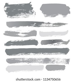brush strokes vector set backgrounds. Artistic lines grunge collection boxes, frames for text. Set of blue grungy hand painted brush strokes isolated on white. Abstract ink texture stains