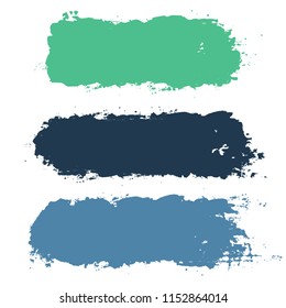 brush strokes vector set backgrounds. Artistic lines grunge collection boxes, frames for text. Set of blue grungy hand painted brush strokes isolated on white. Abstract ink texture stains