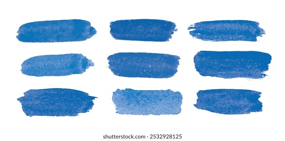 Brush strokes vector. Set of blue hand drawn text boxes. paintbrush set. Grunge lines vector illustrations element
