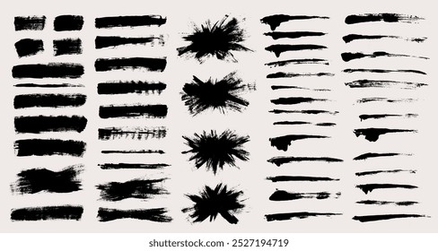 Brush strokes vector. Set of burst, rectangle text boxes and painted lines. Grunge design elements

The images are created without the use of any artificial intelligence software at any stage