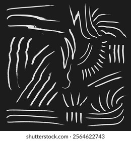Brush strokes vector set. Dirty black lines. 
