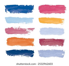 Brush strokes vector. Set of hand drawn text boxes. Colorful paintbrush set. Grunge lines vector illustrations elements.