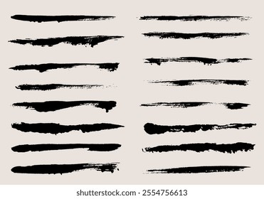 Brush strokes vector. Set of painted lines. Paintbrush collection. Grunge design elements. Dirty textured long strokes