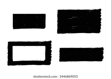 Brush strokes vector. Set of rectangle text boxes and frames. Grunge design elements. Dirty brush texture banners. Painted rectangles