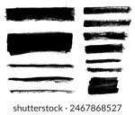 Brush strokes vector. Set of text boxes. Paintbrush collection. Grunge design elements. Dirty texture banners. Painted rectangles and long strokes