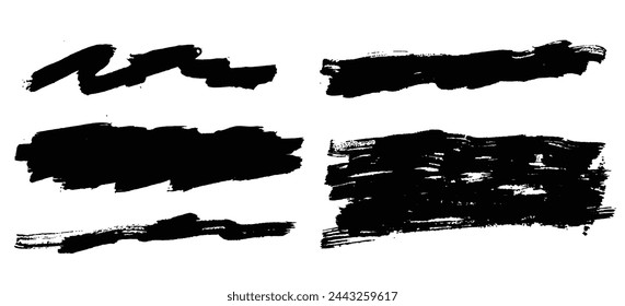 Brush strokes vector. Set of text boxes. Paintbrush collection. Grunge design elements. Dirty texture banners. Painted objects