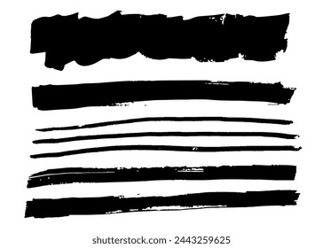 Brosses image vectorielle. Ensemble de zones de texte. Collection de pinceaux. Éléments de design grunge. Banderoles à texture sale. Objets peints