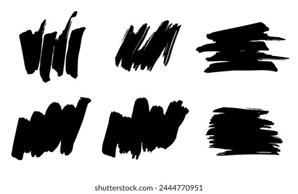 Brush strokes vector. Set of text boxes. Paintbrush collection. Grunge design elements. Dirty texture banners. Painted objects
