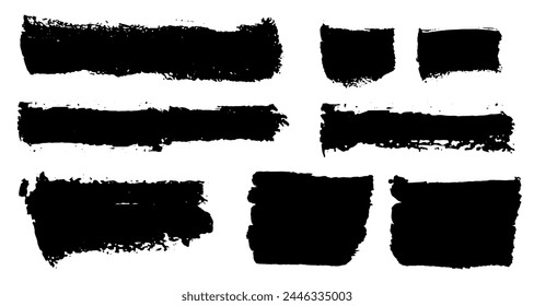 Brush strokes vector. Set of text boxes. Paintbrush collection. Grunge design elements. Dirty brush texture banners. Rectangular painted objects