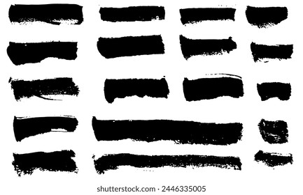 Brush strokes vector. Set of text boxes. Paintbrush collection. Grunge design elements. Dirty brush texture banners. Rectangular painted objects
