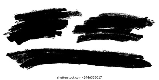 Brush strokes vector. Set of text boxes. Paintbrush collection. Grunge design elements. Dirty brush texture banners. Rectangular painted objects