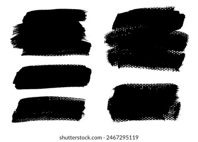 Brush strokes vector. Set of text boxes. Paintbrush collection. Grunge design elements. Dirty texture banners. Painted rectangles, long and diagonal strokes