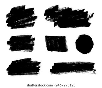 Brush strokes vector. Set of text boxes. Paintbrush collection. Grunge design elements. Dirty texture banners. Painted rectangles and diagonal brush backgrounds