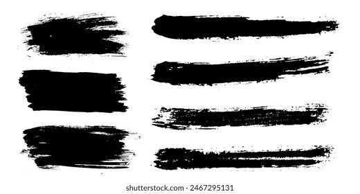 Brush strokes vector. Set of text boxes. Paintbrush collection. Grunge design elements. Dirty texture banners. Painted rectangles, long and diagonal strokes