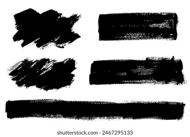 Brush strokes vector. Set of text boxes. Paintbrush collection. Grunge design elements. Dirty texture banners. Painted rectangles and diagonal brush backgrounds