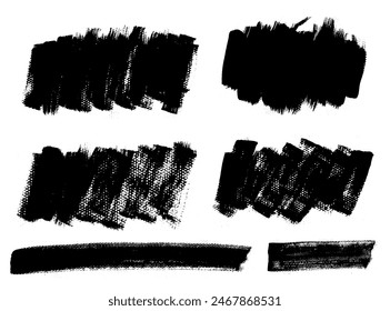 Pinselstriche Vektorgrafik. Satz von Textfeldern PaintBrush-Kollektion. Grunge-Design-Elemente. Schmutzige Textur Banner. Gemalte Rechtecke, lange und diagonale Striche