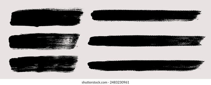 Brush strokes vector. Set of text boxes. Paintbrush collection. Grunge design elements. Dirty texture banners. Painted rectangles and long strokes