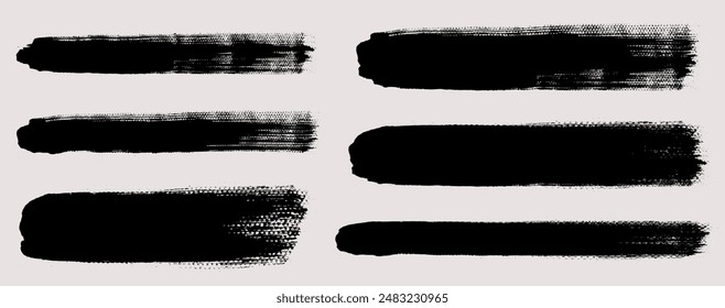 Brush strokes vector. Set of text boxes. Paintbrush collection. Grunge design elements. Dirty texture banners. Painted rectangles and long strokes