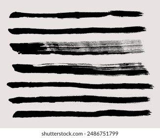 Brush strokes vector. Set of text boxes. Paintbrush collection. Grunge design elements. Dirty texture banners. Painted rectangles and long strokes