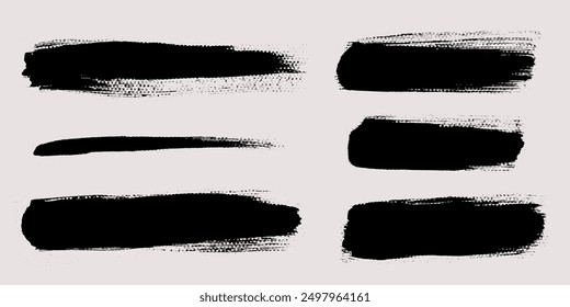 Brush strokes vector. Set of text boxes. Paintbrush collection. Grunge design elements. Dirty texture banners. Painted rectangles and long strokes