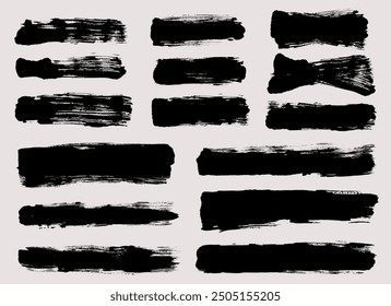 Brush strokes vector. Set of text boxes. Paintbrush collection. Grunge design elements. Dirty texture banners. Painted rectangles and long strokes