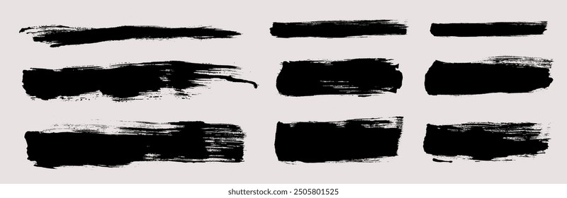 Brush strokes vector. Set of text boxes. Paintbrush collection. Grunge design elements. Dirty texture banners. Painted rectangles and long strokes