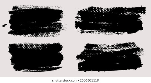 Brush strokes vector. Set of text boxes. Paintbrush collection. Grunge design elements. Dirty texture banners. Painted rectangles and diagonal backgrounds