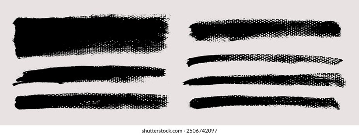 Brush strokes vector. Set of text boxes. Paintbrush collection. Grunge design elements. Dirty texture banners. Painted rectangles and long strokes